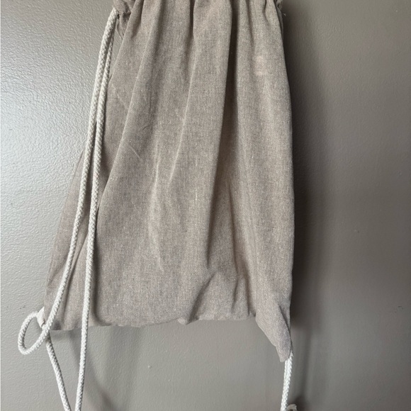 NEW Fisher Center Drawstring Backpack Bag Unisex Canvas Cotten Recycled Natural - Picture 3 of 7